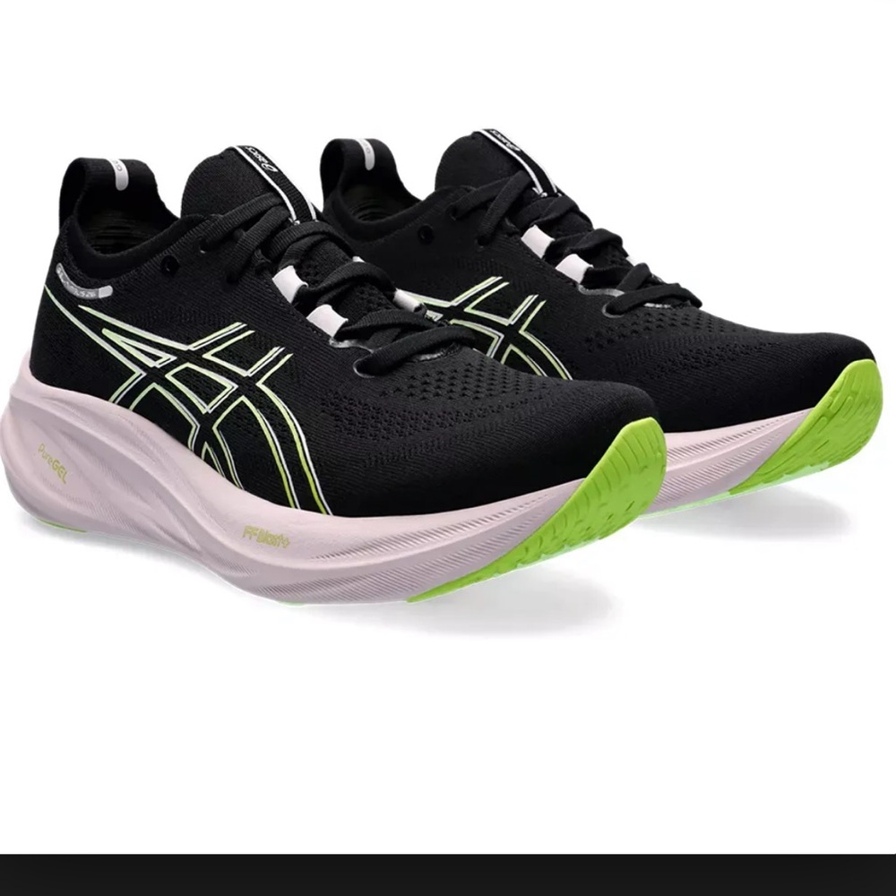 Women's ASICS Gel Nimbus 26 'Black Neon Lime Running Shoes Size 10.5 - Picture 4 of 15